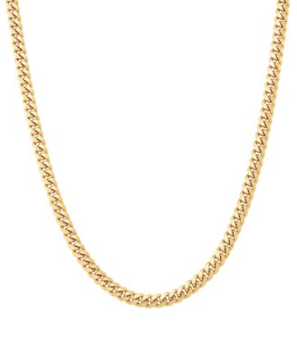 Solid Cuban Chain Necklace in 18k Gold-Plated Sterling Silver