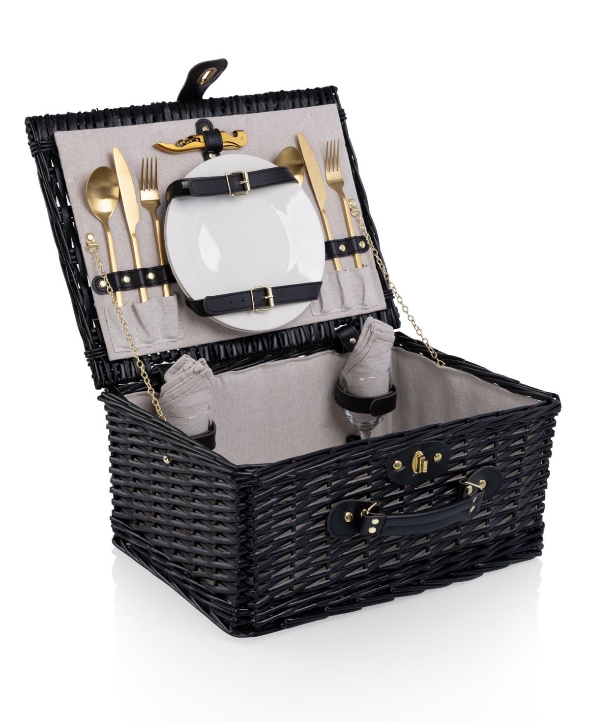 Picnic Time 14-Piece Hamper with Tableware and Wine Accessories, Service for 2