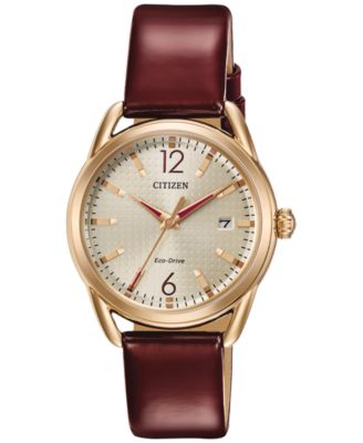 Citizen - Women's Drive Burgundy Leather Strap Watch 34mm FE6083-05P