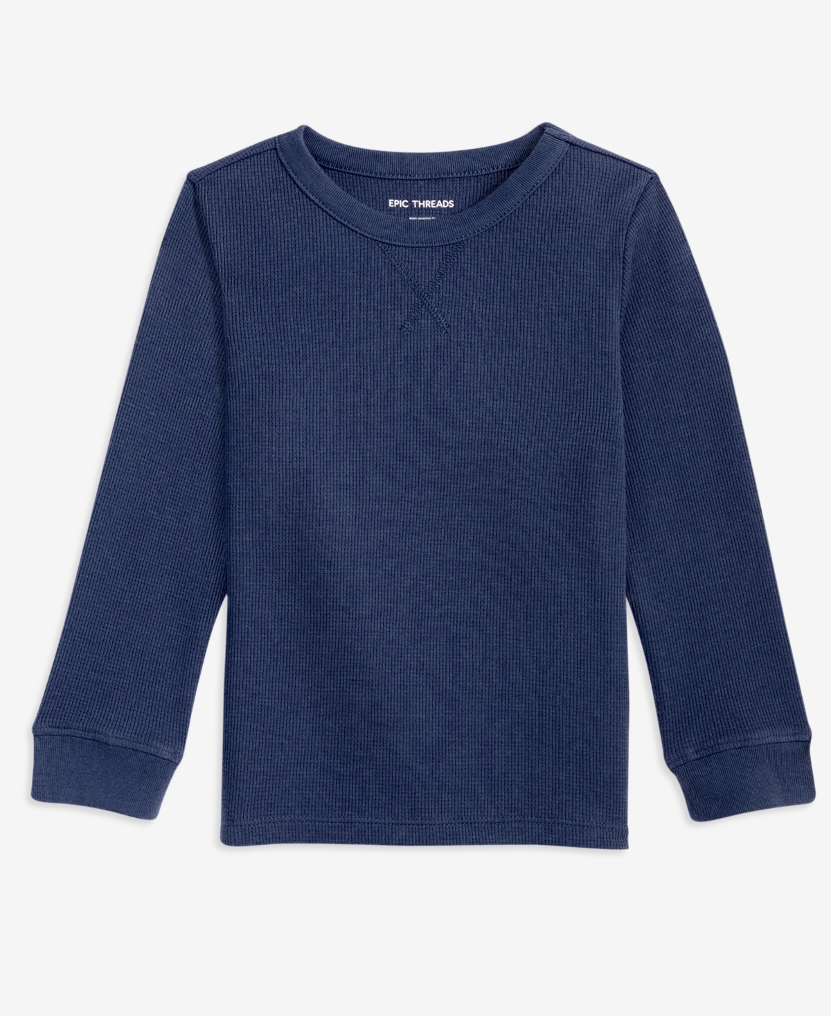 Epic Threads Babies' Toddler Boys' 12m-5t Solid Thermal Long-sleeve T-shirt, Macy's Exclusive In Blue