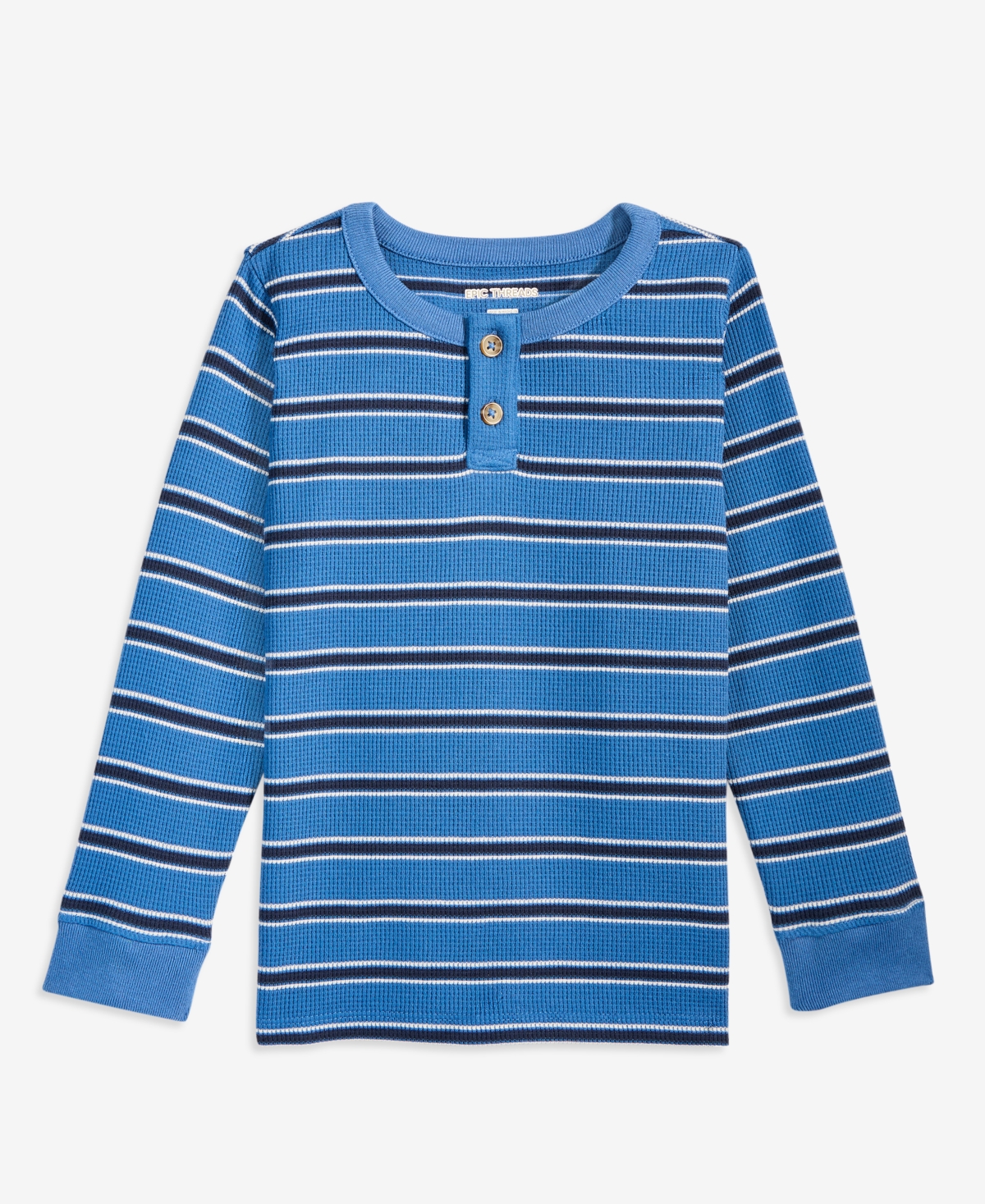 Epic Threads Kids' Toddler Boys' 12m-5t Striped Henley Thermal Shirt, Macy's Exclusive In Varsity Blues