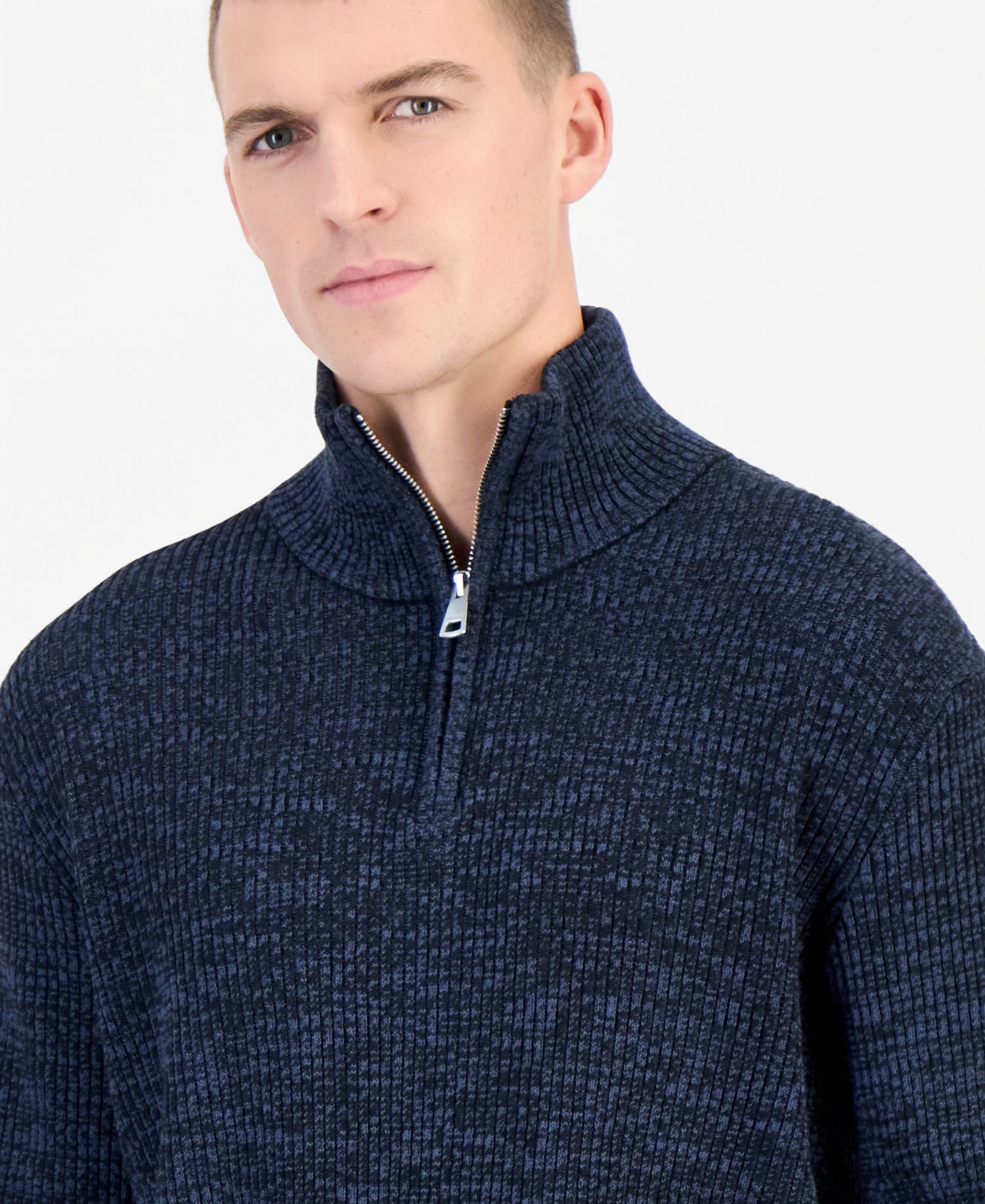 Men's Mock Neck Quarter-Zip Sweater