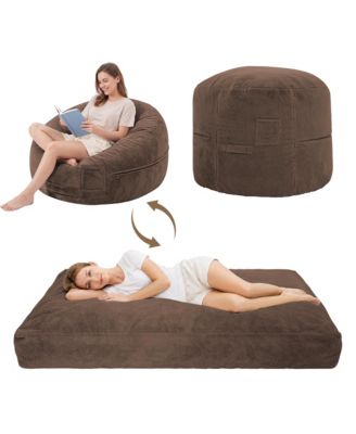 4 in 1 Bean Bag Chair for Adult, Large Beanbag with Memory Foam and Removable Cover, Oversized Ultra Soft Velvet Lazy Sofa Couch Bed