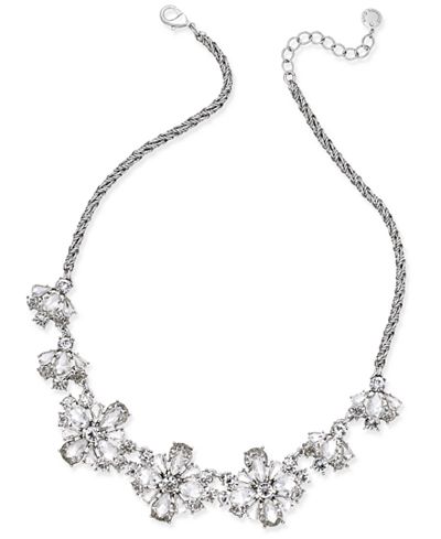 Charter Club Floral Crystal Collar Necklace, Created for Macy's ...