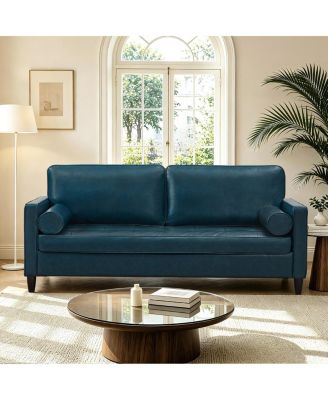  Classic Tufted Faux  Sofa with Wood Legs