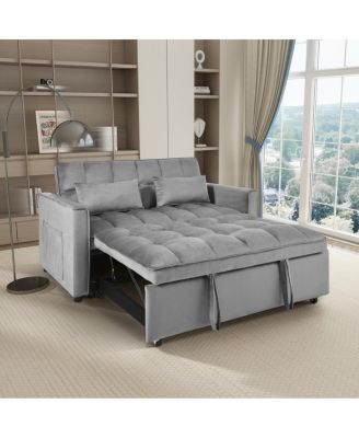 Velvet Convertible Sleeper Sofa Bed with Metal Frame and Storage