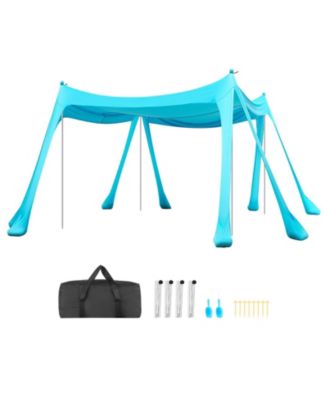 Beach Tent Sun Shelter, UPF50+ Green Pop-Up Canopy, 6.6ft Tall, 10x10ft, Sandbags, Poles and Shovels for Camping and Beach Fishing