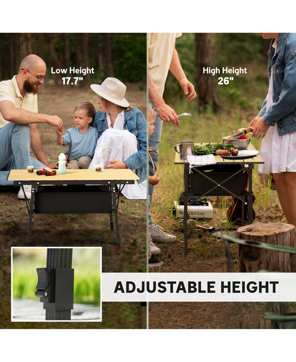 Mountaintop 3ft Aluminum Small Folding Table, Portable Camping Table with Storage Bag, Carry Bag for Outdoor Picnic Bbq
