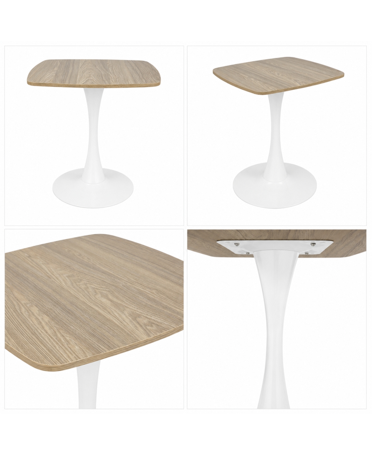 Streamdale Furniture Square 24" Mid-Century Modern Tulip Dining Table, Faux Oak