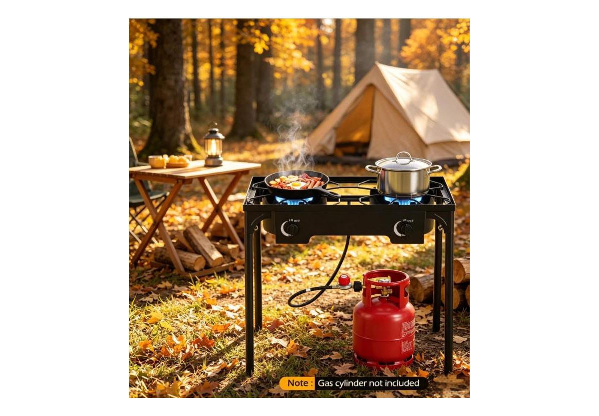 Mountaintop 2 Burner Propane Stove 160000 Btu Adjustable Regulator And Hose Camping Bbq Outdoor Cooking Equipment