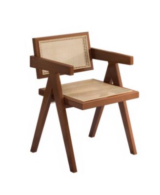 Modern Mid Century Rattan Accent Dining Chair with Armrests,  for Living Room and Dining Room