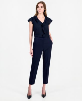 Women's Straight-Leg Mid-Rise Elastic-Back Pants
