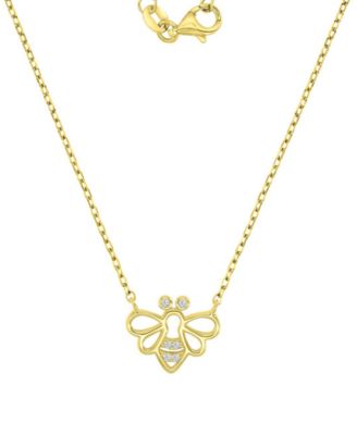 14k Gold Over Sterling Silver Cubic Zirconia Bee Necklace