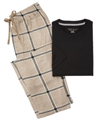 Men's Crewneck T-Shirt and Plaid Pants, 2-Piece Set