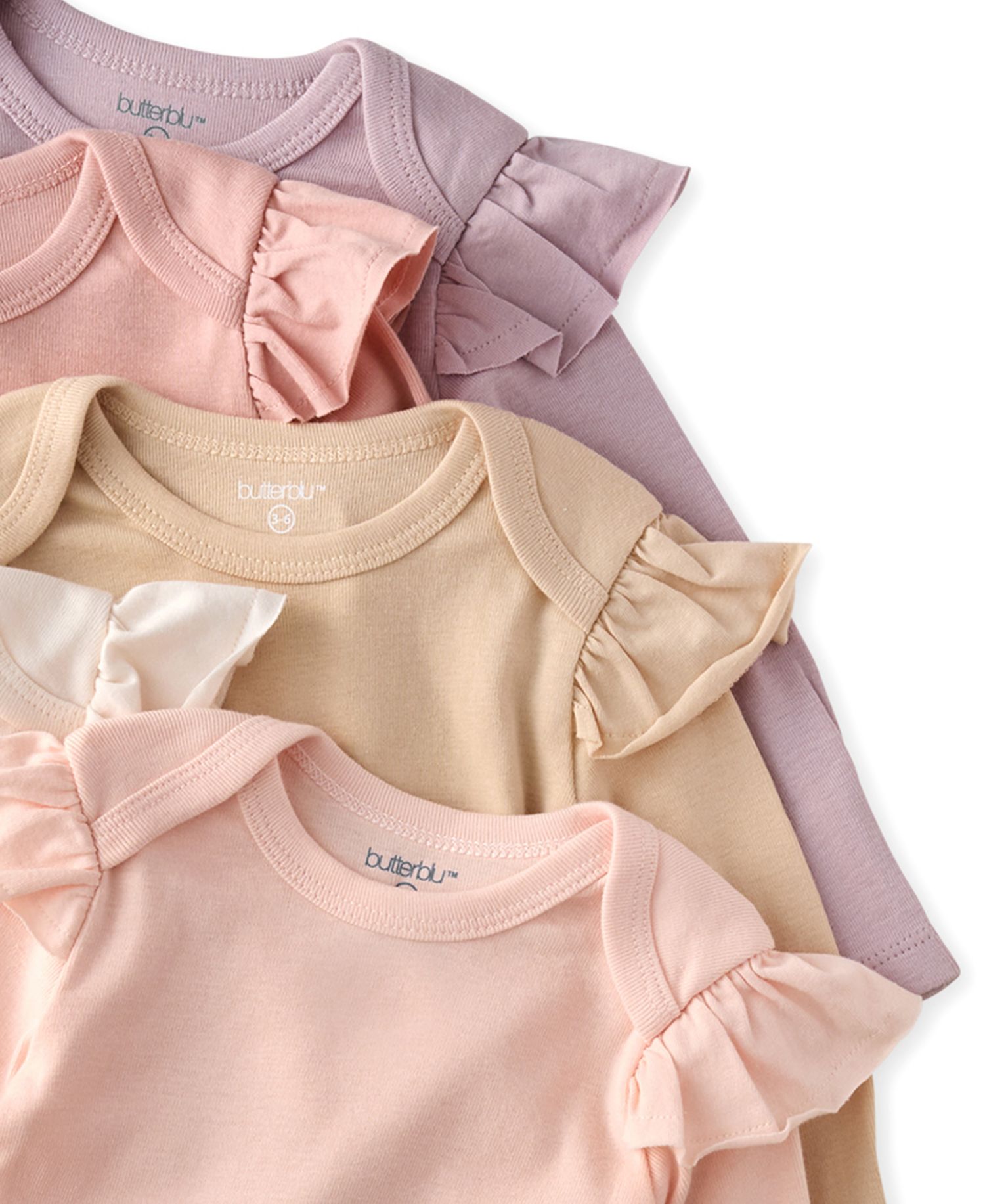 Baby Girls' Ashley Ruffle Shoulder Long-Sleeve Bodysuit, 5-Pack