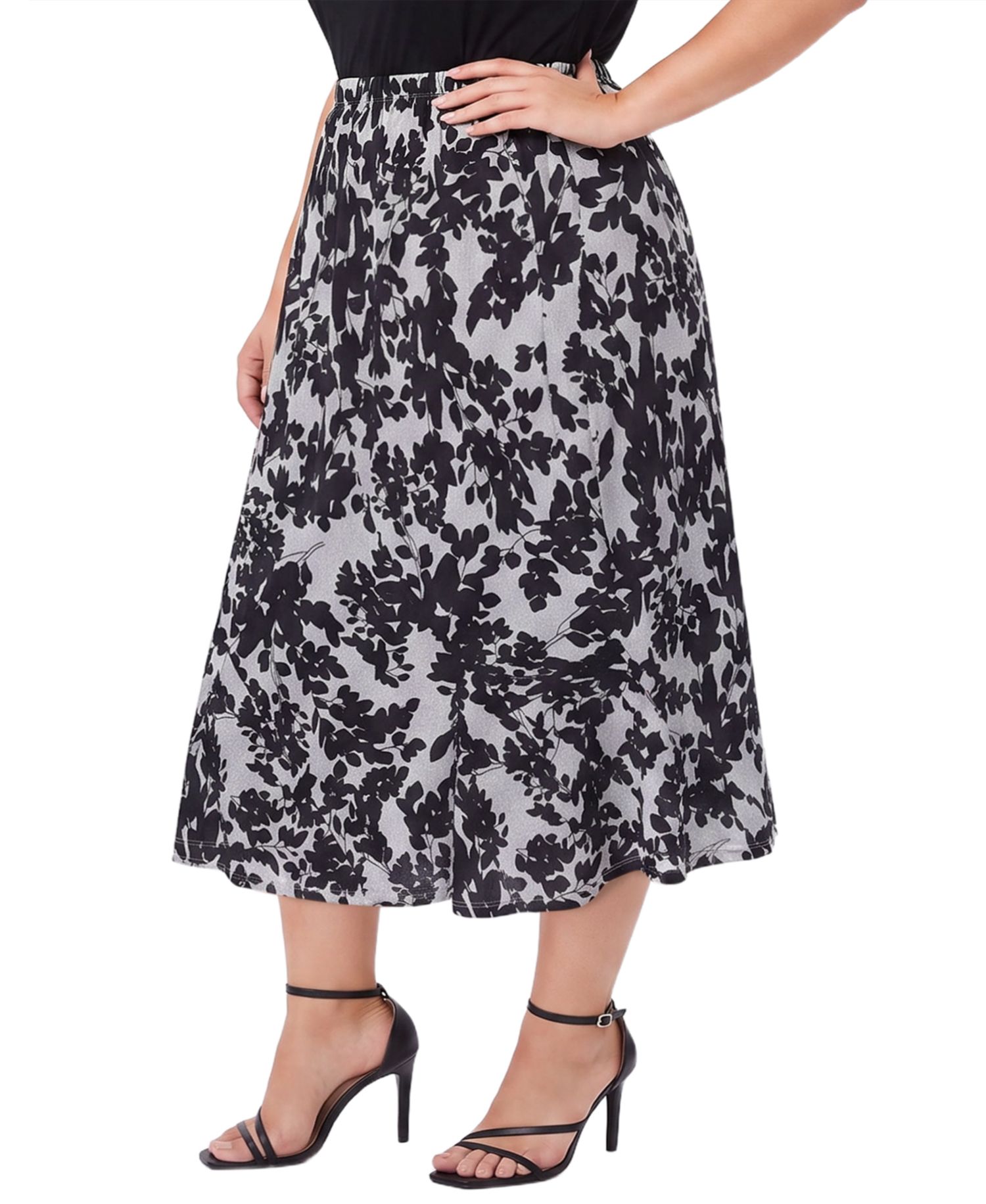 Plus Size Midi High-Waisted A-Line Skirt