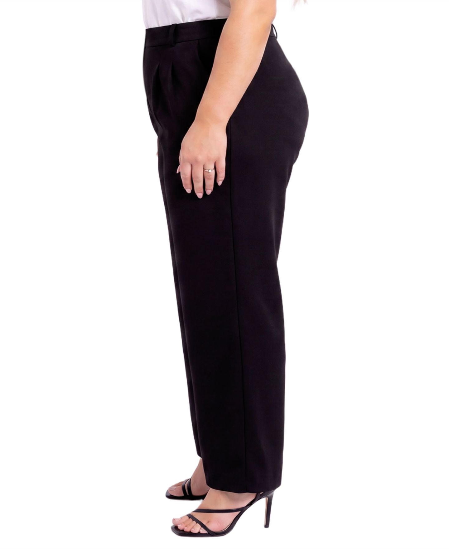 Женские брюки NY Collection Plus Size High-Rise Wide-Leg Pull-On, цвет: Чёрный — фото 2