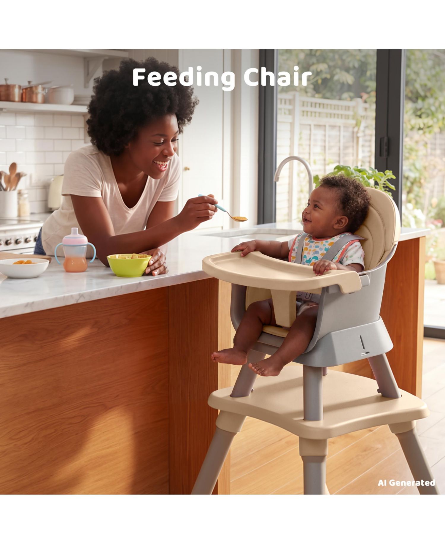 8-in-1 Baby High Chair Converts to Booster Seat and Kids Table Set with Removable Tray
