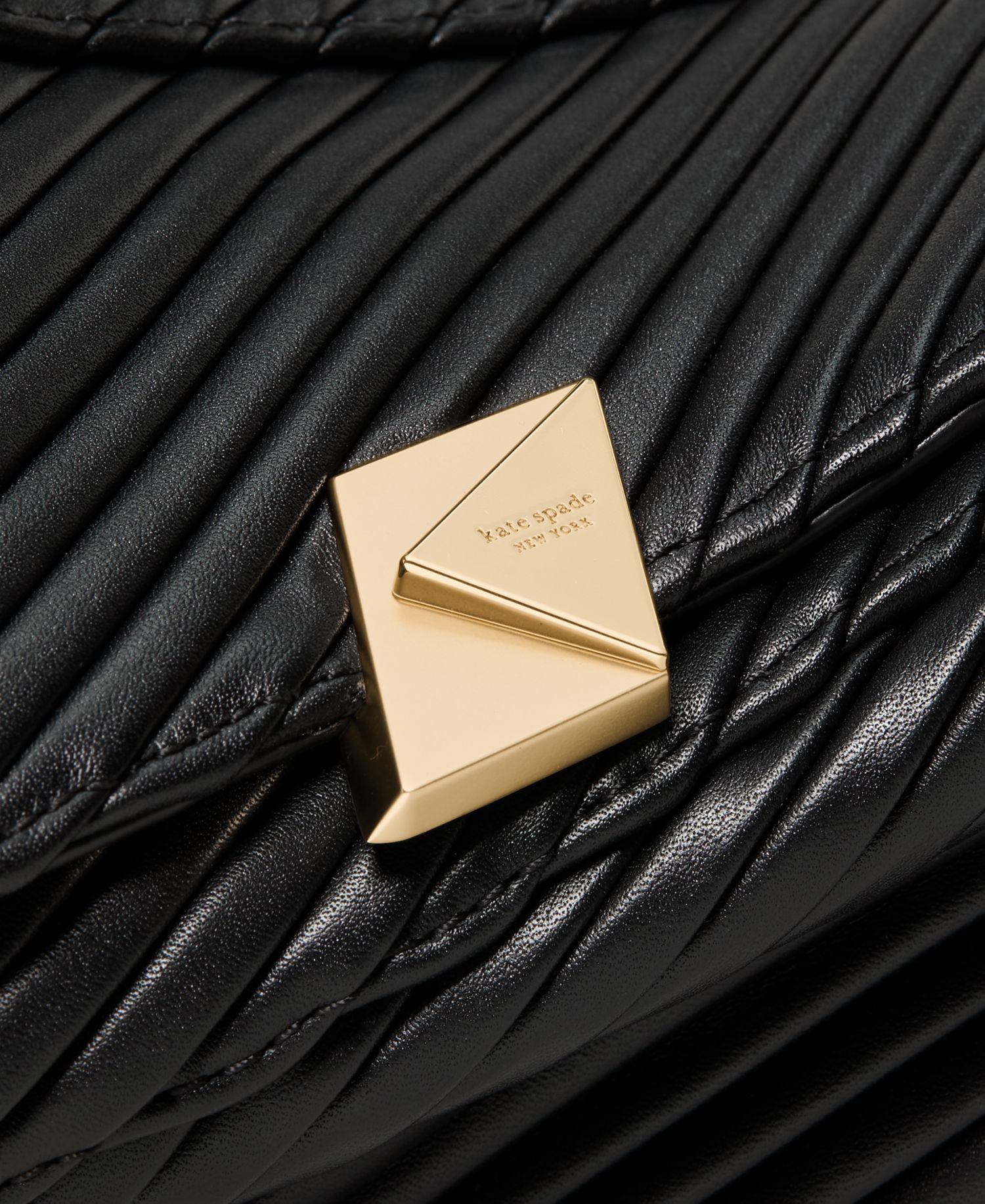 Deco Pleated Twisted Flap Small Shoulder Bag
