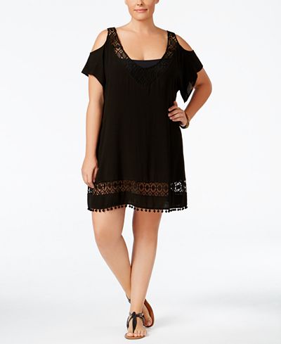 Becca ETC Plus Size Poetic Cold-Shoulder Cover-Up Dress