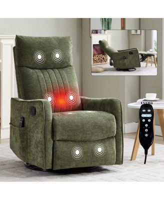 Heat Fabric Manual Recliner Chair with Rocker and Swivel