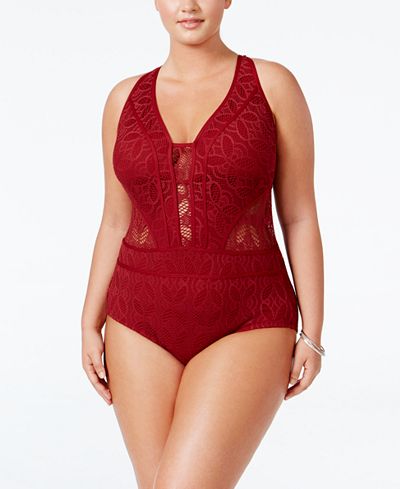 Becca ETC Plus Size Color Play Illusion One-Piece Swimsuit
