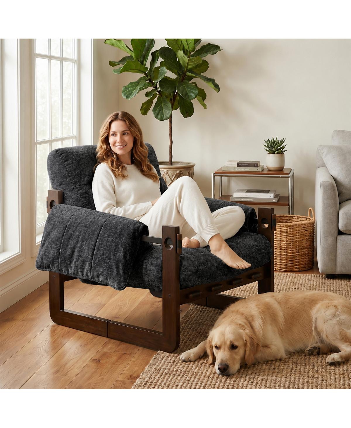 Streamdale Furniture Chenille Upholstered Accent Chair with Wooden Frame