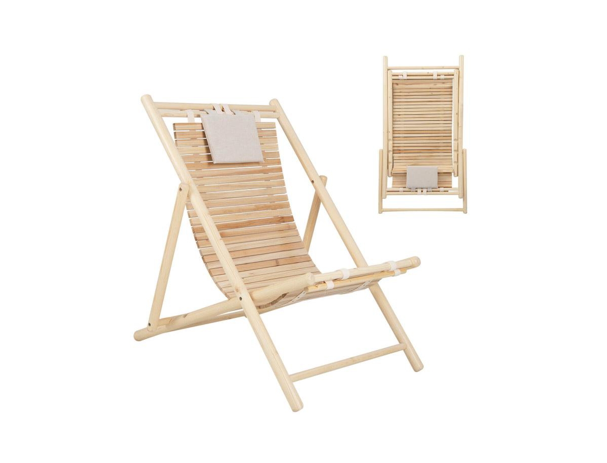 Boyel Living 1 Piece Solid Fir Wood Lounge Chair with 3-Level Adjustable Backrest and Soft Padded Headrest