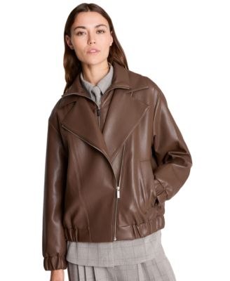 Women's Moto Asymmetrical Zip-Front High-Stand Collar Jacket