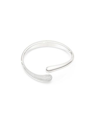 Sterling Silver-Plated White Crystals Bracelet