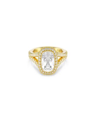Gold-Tone Plated White Crystals Ring