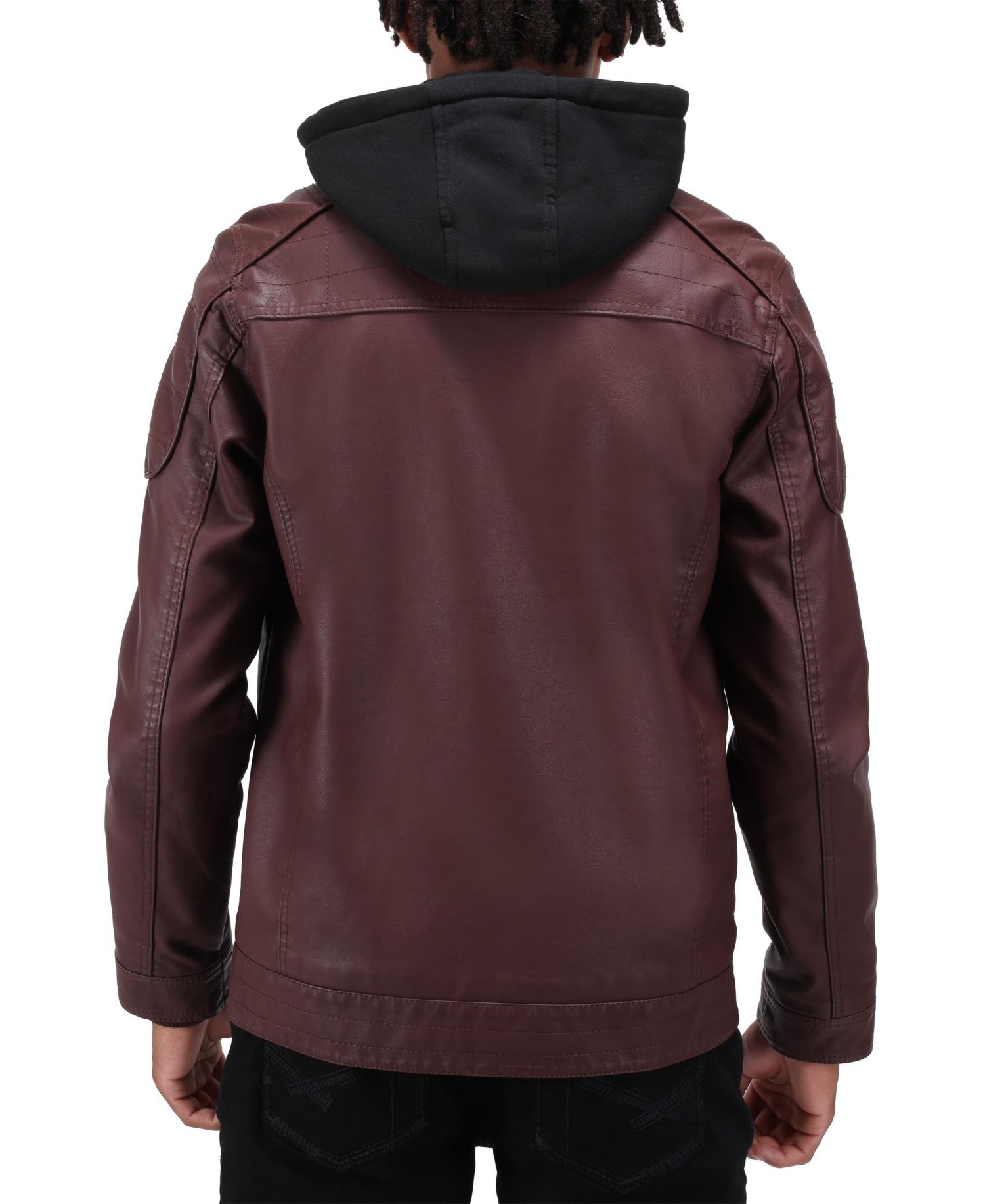XRAY Men's Moto PU Jacket With Hood and Faux Shearling Lining