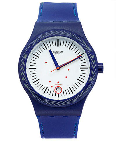Swatch Men's Swiss Sistem Grid Blue Silicone Strap Watch 42mm SUTN401