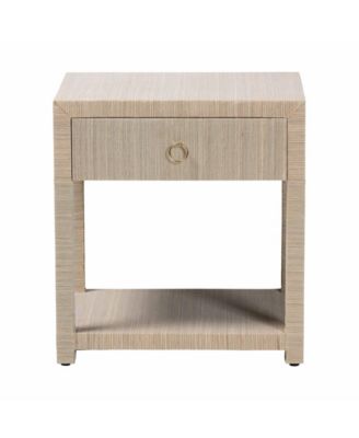 Nata 24" Natural Grasscloth 1-Drawer Nightstand