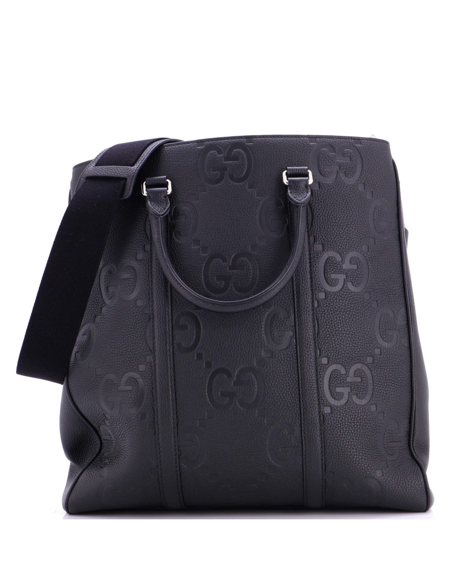 Medium Vertical Structured Top Handle Open Tote Jumbo GG Embossed Leather