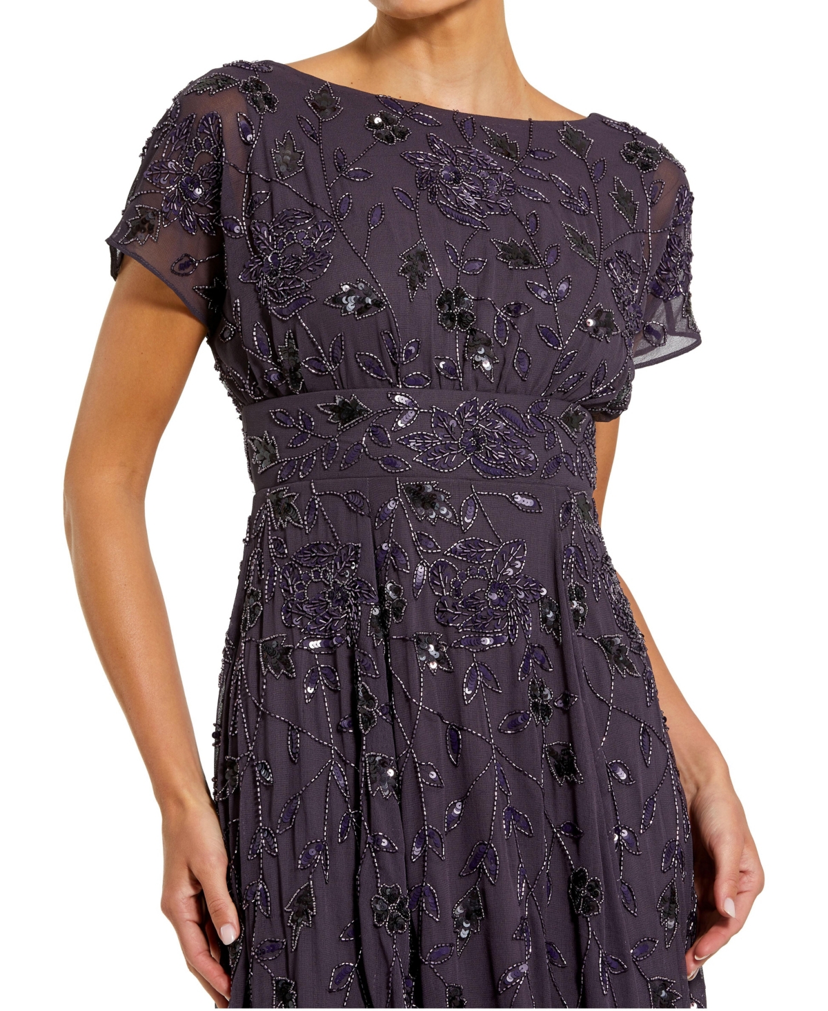 Mac Duggal Women's Embellished Floral Mesh A-Line Gown