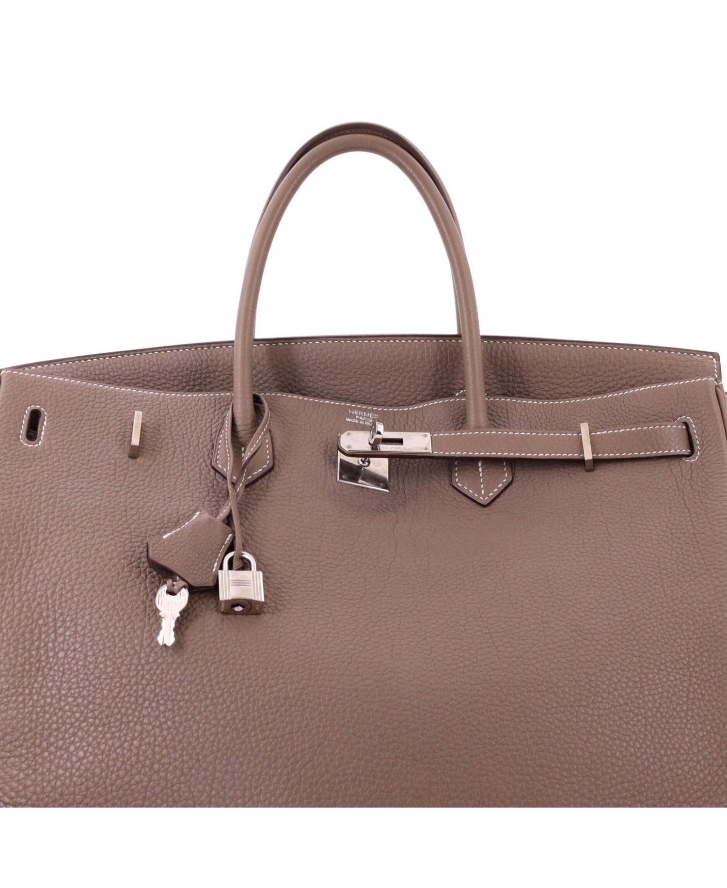 Pre-Owned Hermes Birkin 40 Handbag Grey Togo with Palladium Hardware