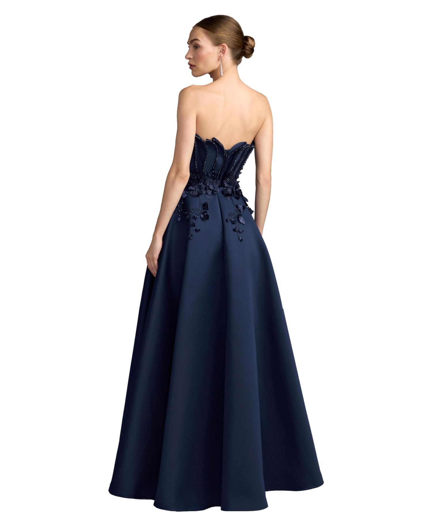 Women's Strapless Sweetheart Floral Applique Ball Gown
