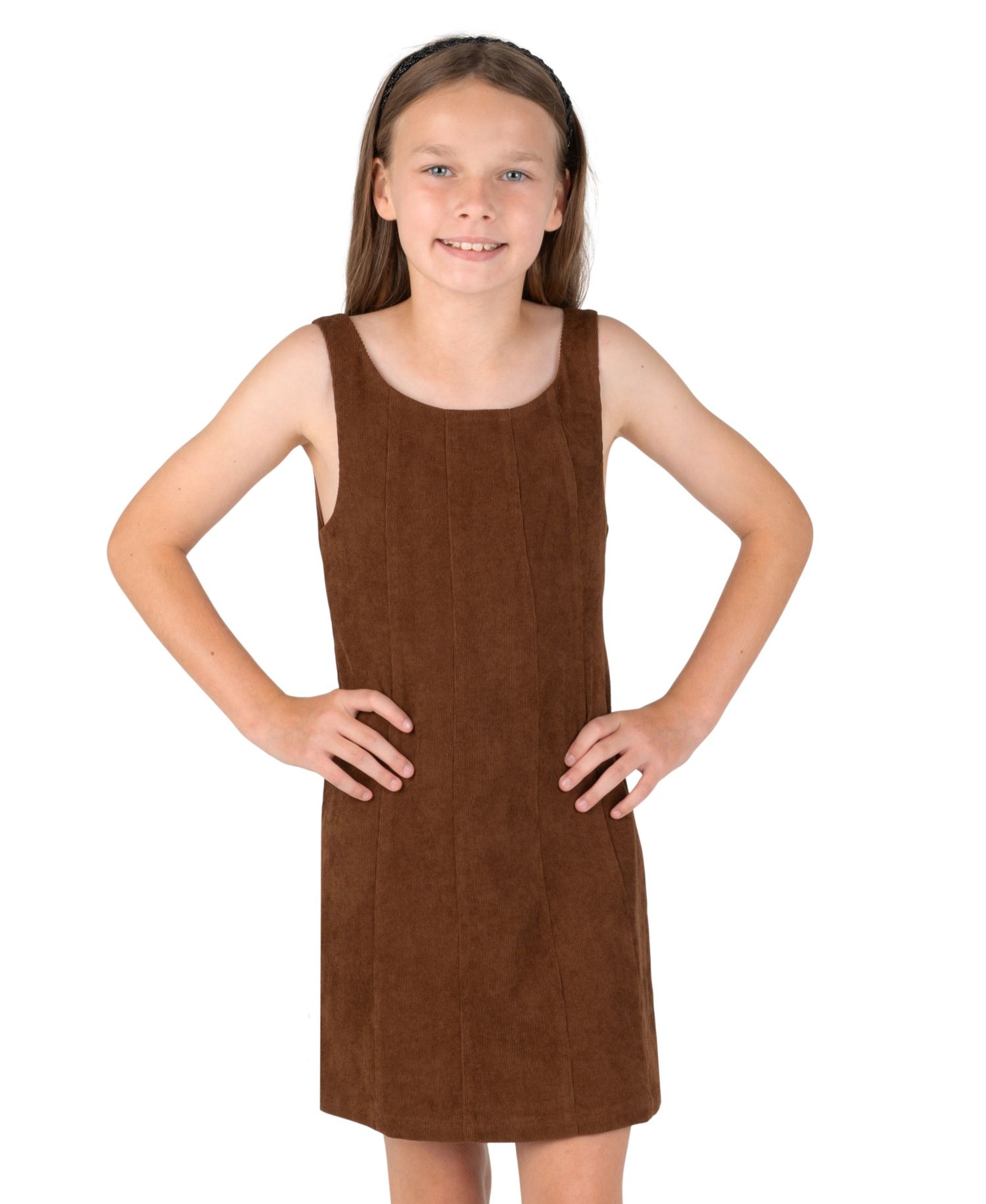 Girls' 7-16 Teddy Bear Cardigan and Corduroy Jumper Dress, 2-Piece Set