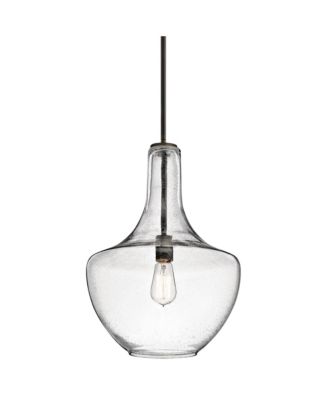 Everly 13 3/4"W Olde Bronze Clear Seedy Glass Pendant Light