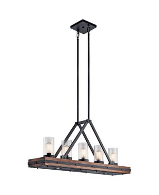 Colerne 46 1/2" Wide Black Auburn Wood 5-Light Island Pendant