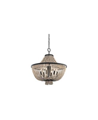 Brisbane 24" Wide Distressed Black Beaded 6-Light Chandelier