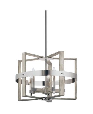 Peyton 26" Wide White Washed Wood 5-Light Chandelier