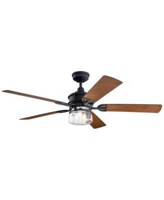 60" Lyndon Patio Black LED Outdoor Fan with Wall Control
