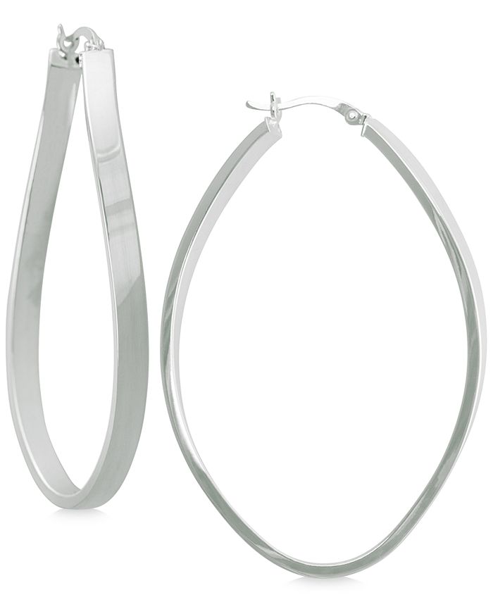 Large Oval Twisted Hoop Earrings in Sterling Silver