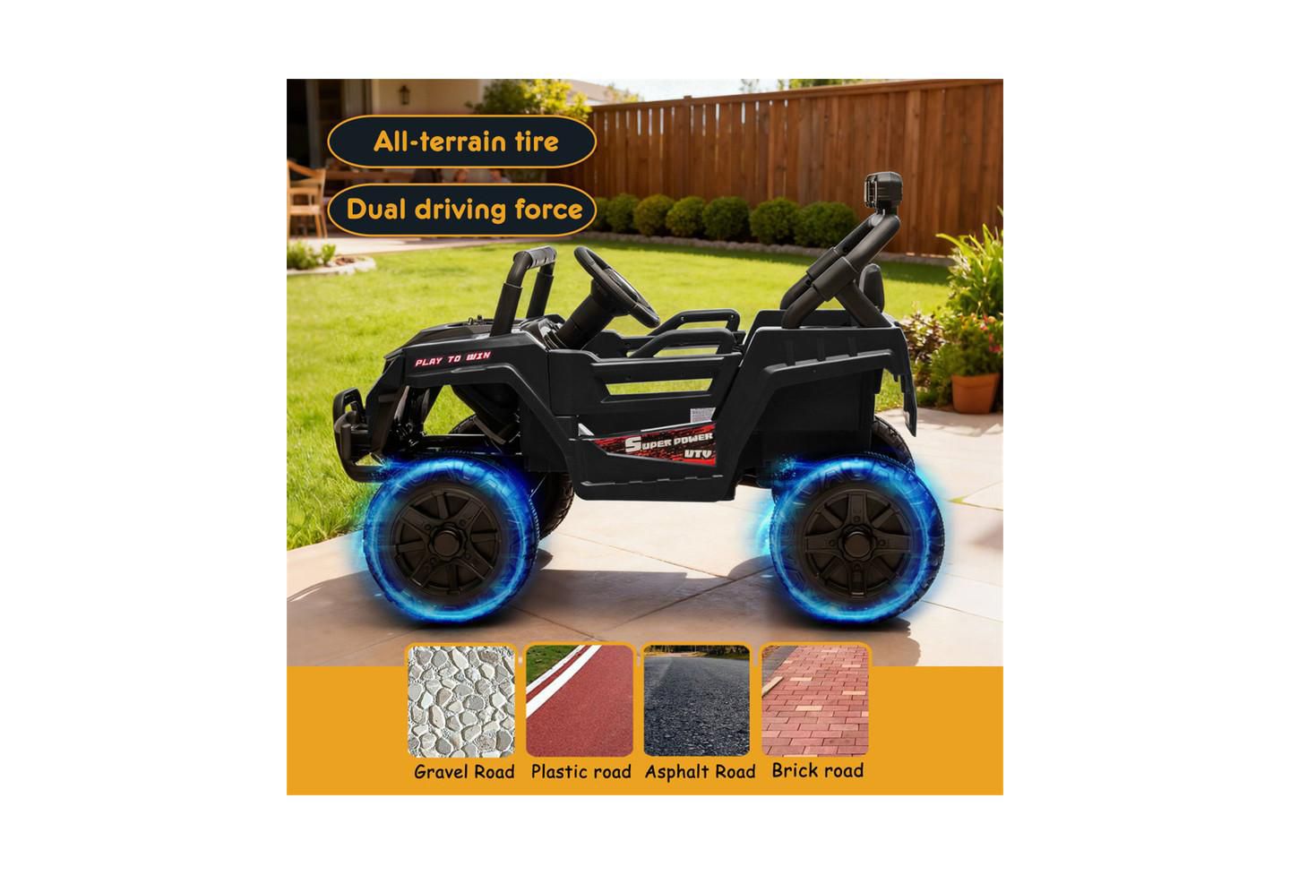 Детская игрушка YOBTOP 12V 2WD Ride-On UTV with 2.4G Parental Remote Control, 4-Wheel Suspension & Anti-Collision Bar, Ages 3-5, цвет: Чёрный — фото 5
