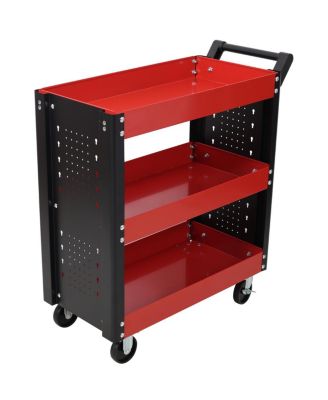  3 Tier Rolling Tool Cart with Pegboard