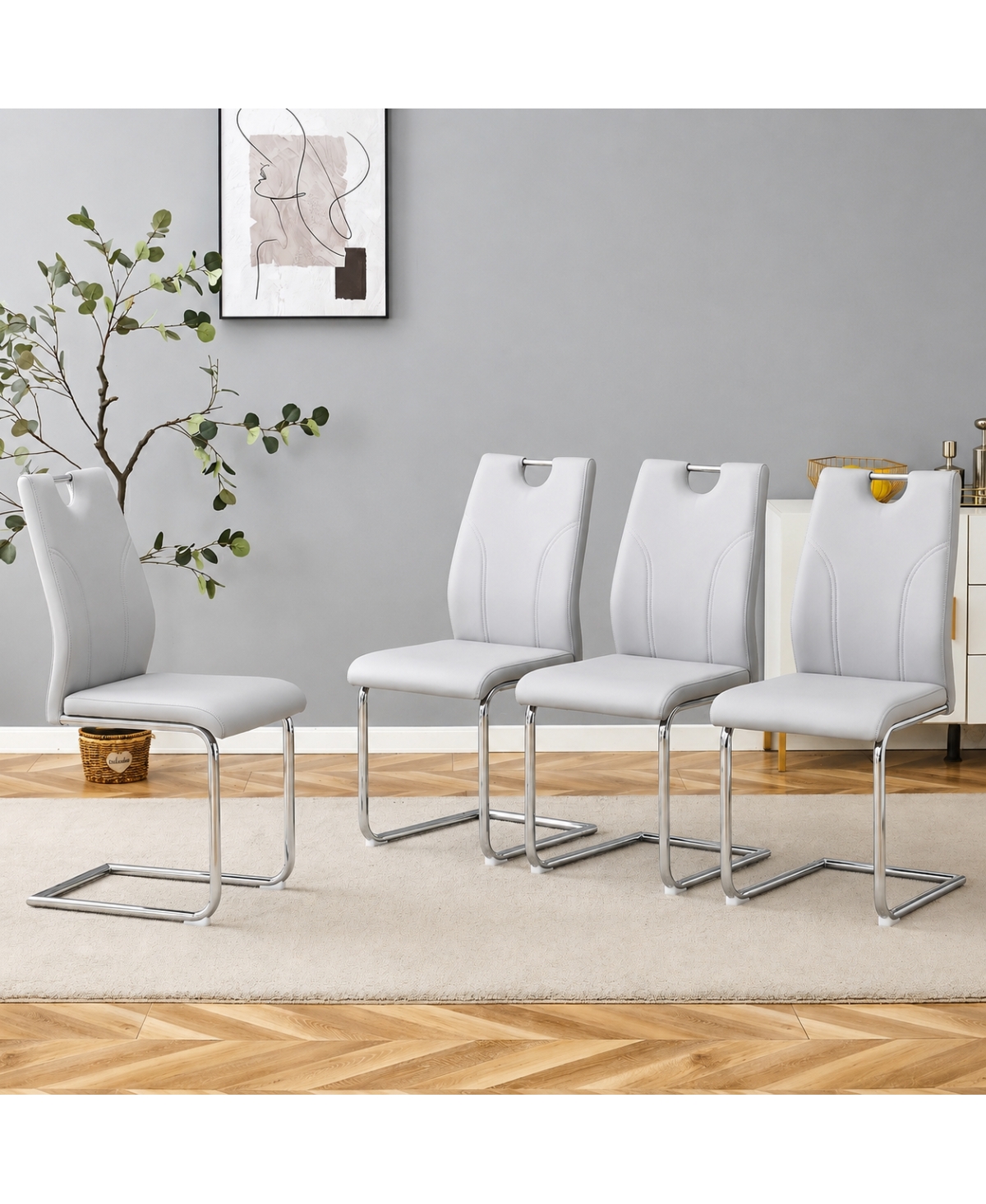 Streamdale Furniture Pu Dining Chairs with Legs, Set of 4