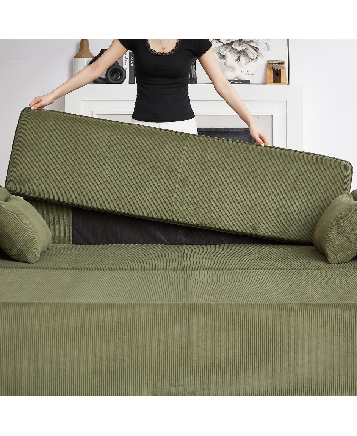 Streamdale Furniture 66" 3-in-1 Corduroy Pullout Sleeper Sofa Bed with Pillows