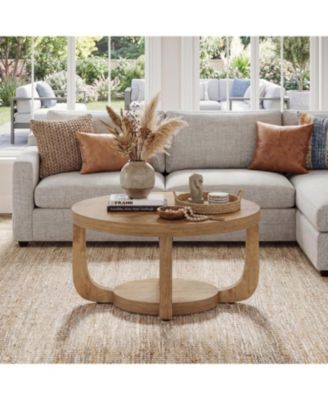 31.5" Round Coffee Table with Storage Shelf